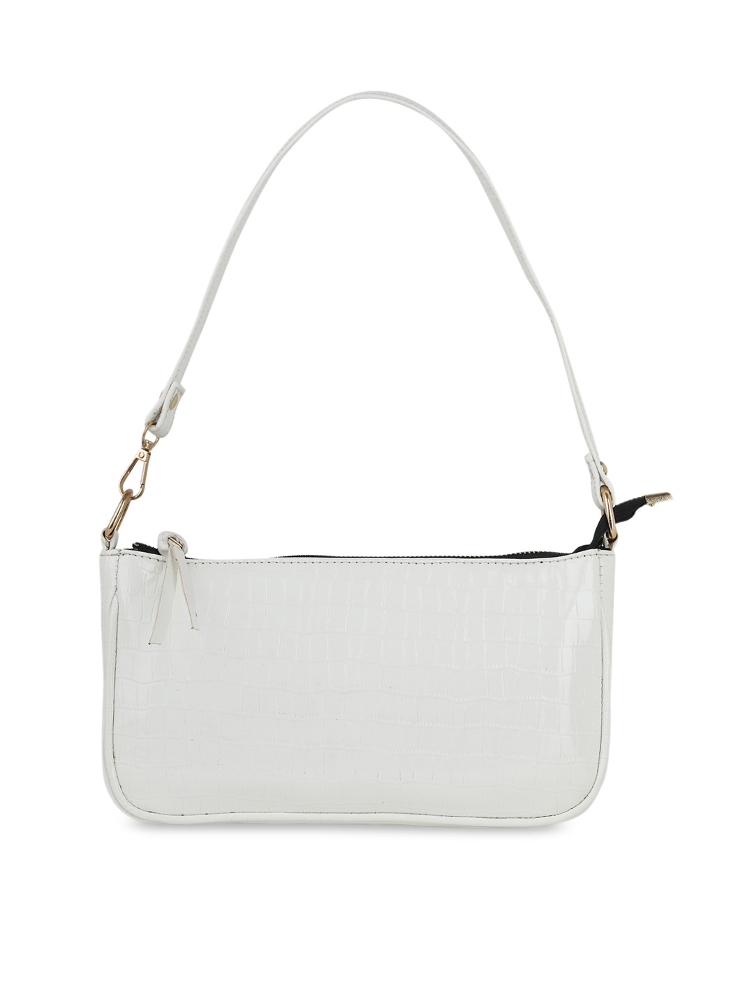 

gaura pakhi White Textured PU Structured Shoulder Bag with Fringed