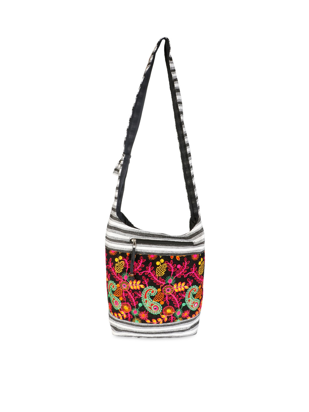 

gaura pakhi Multicoloured Floral Printed PU Shopper Sling Bag, Multi