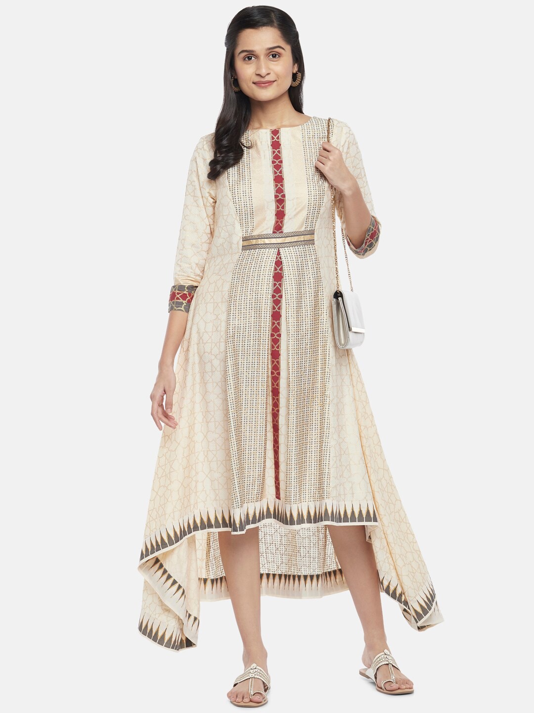 

RANGMANCH BY PANTALOONS White A-Line Midi Dress