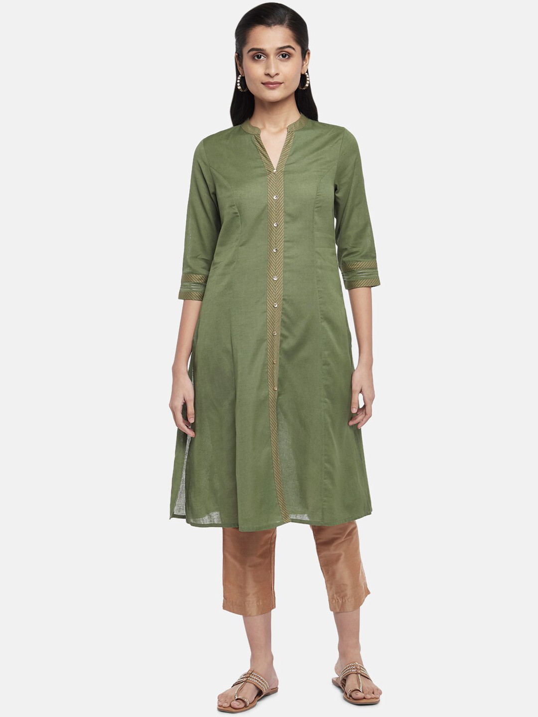 

RANGMANCH BY PANTALOONS Women Green A-Line Kurta