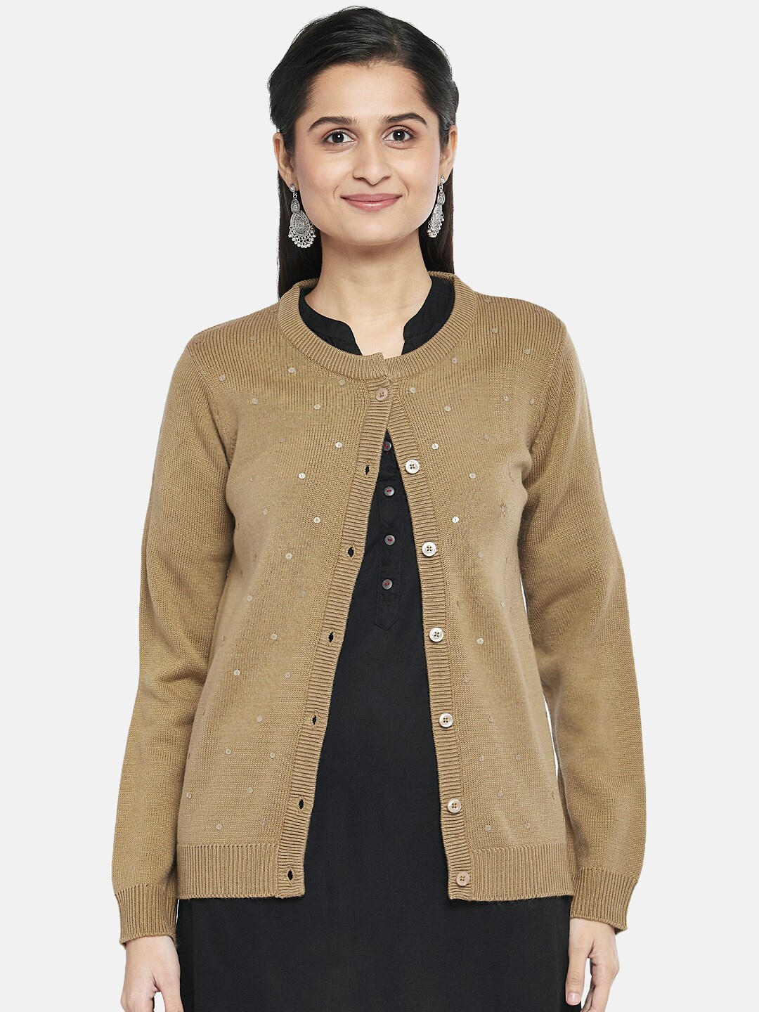 

RANGMANCH BY PANTALOONS Women Beige Cardigan