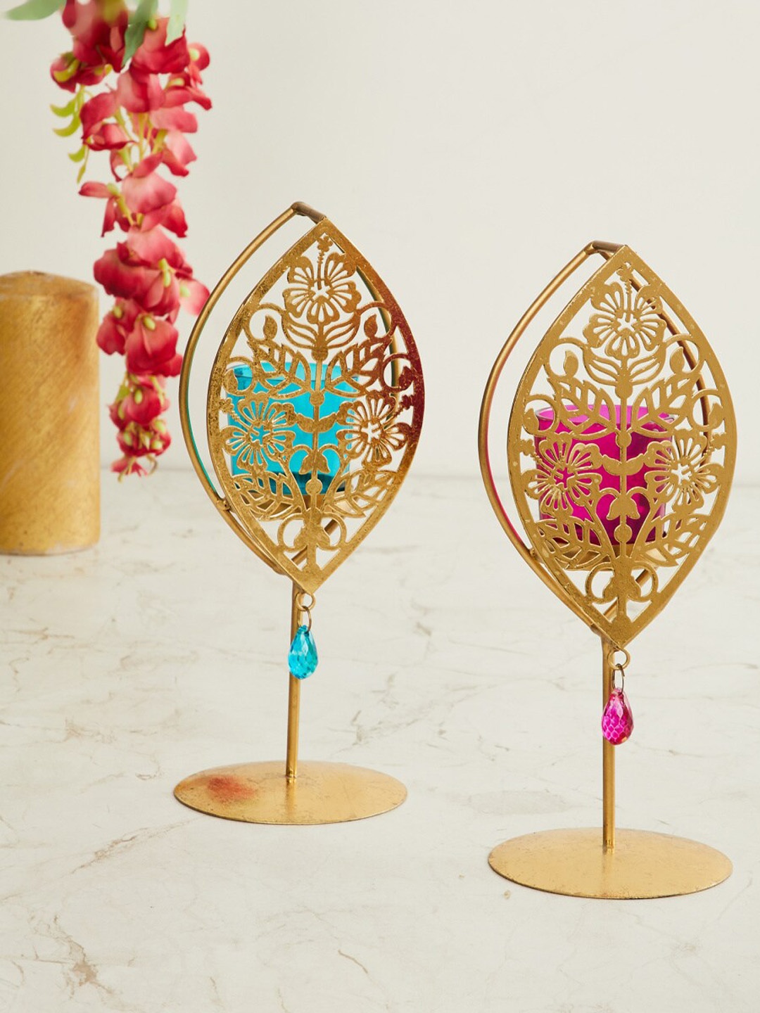 

Home Centre Set of 2 Assorted Glass Candle Holders