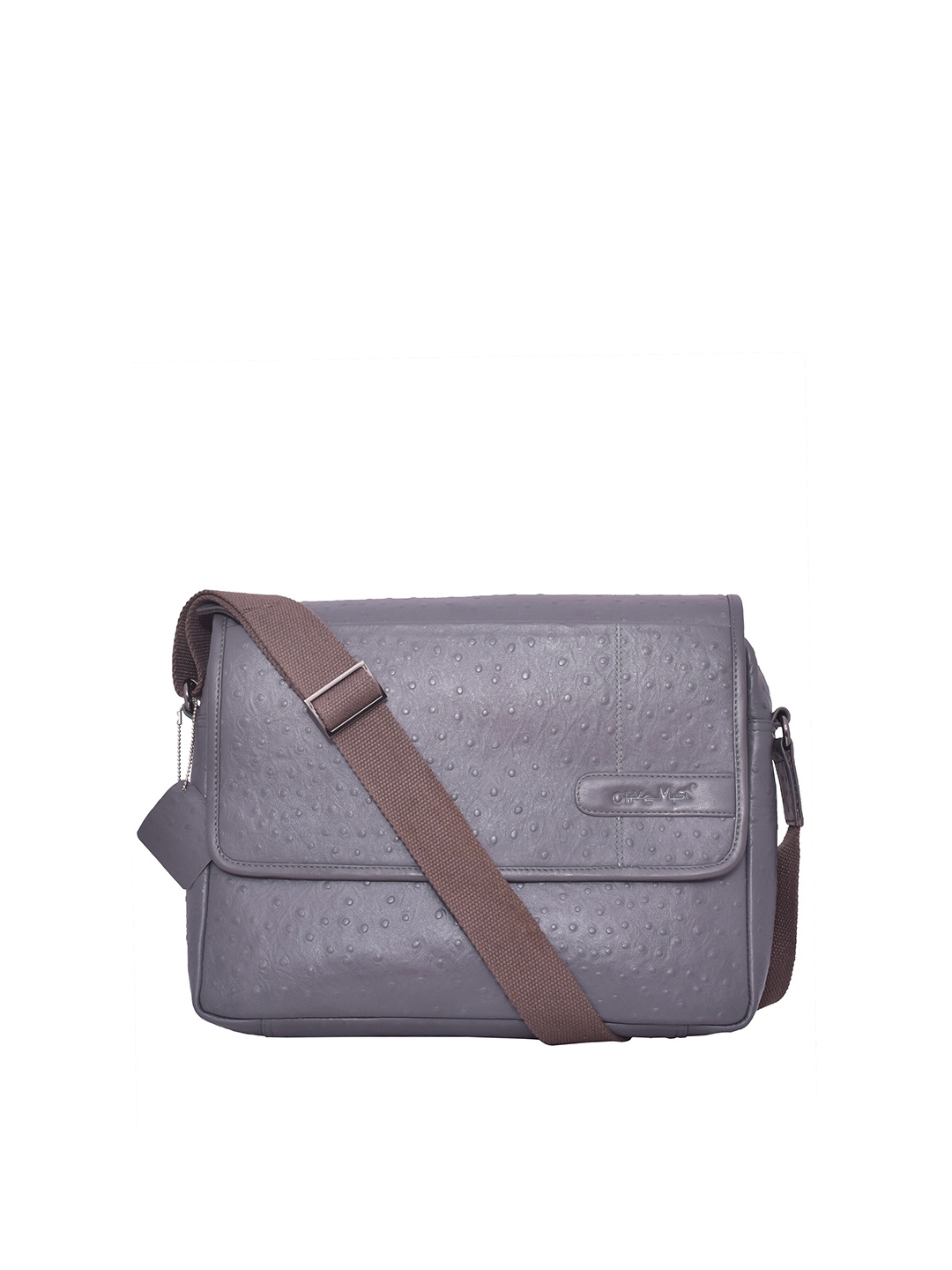 

OLIVE MIST Grey Textured Laptop Bag