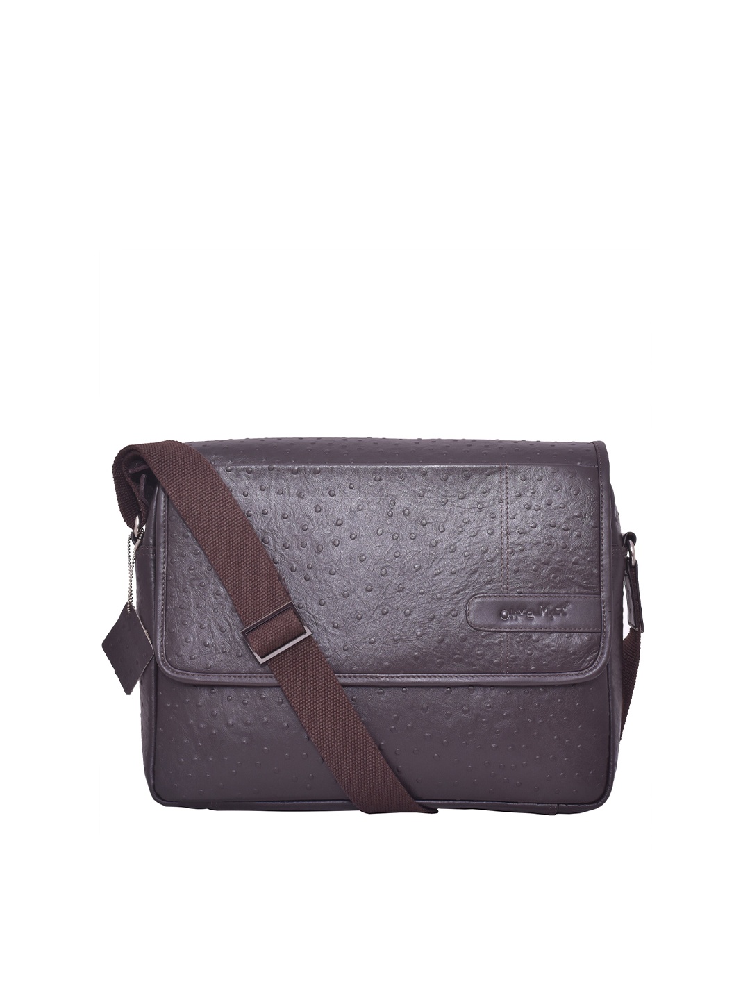 

OLIVE MIST Adult Brown Textured Leather Laptop Bag