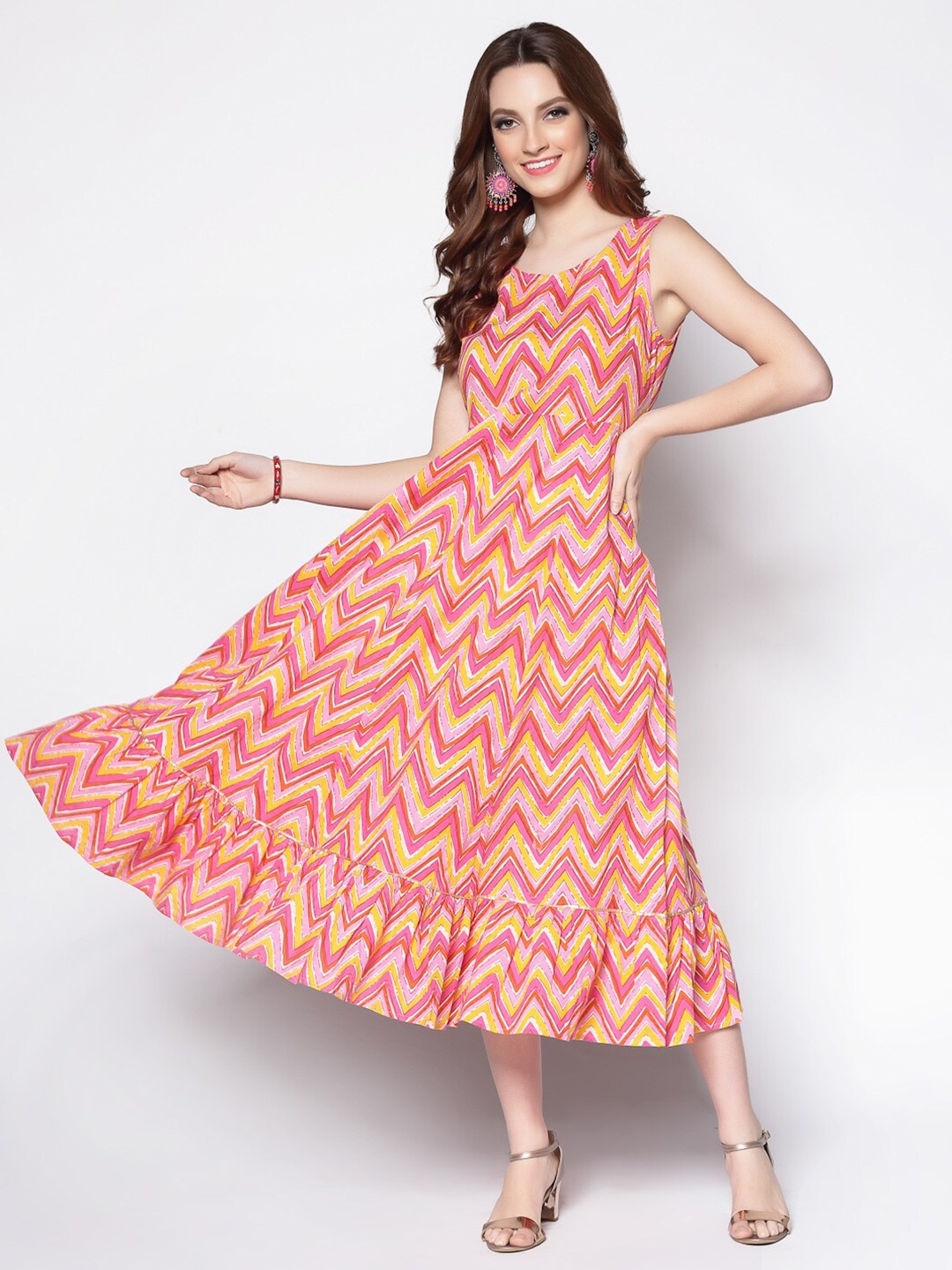 

Sera Pink A-Line Midi Dress