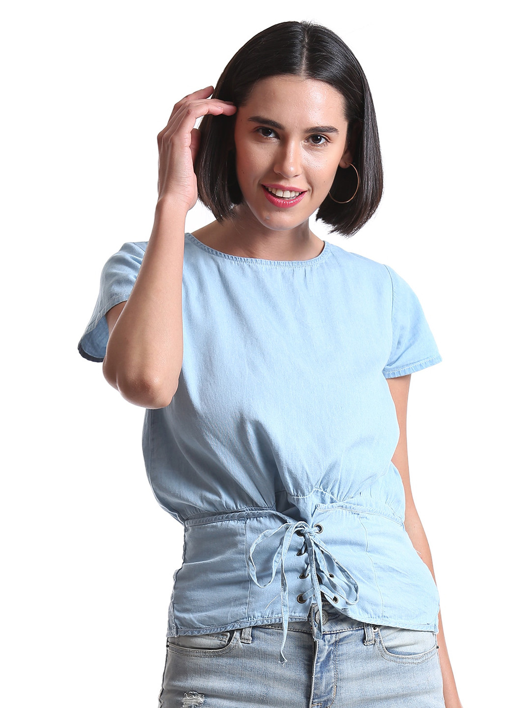 

Cherokee Blue Cinched Waist Top