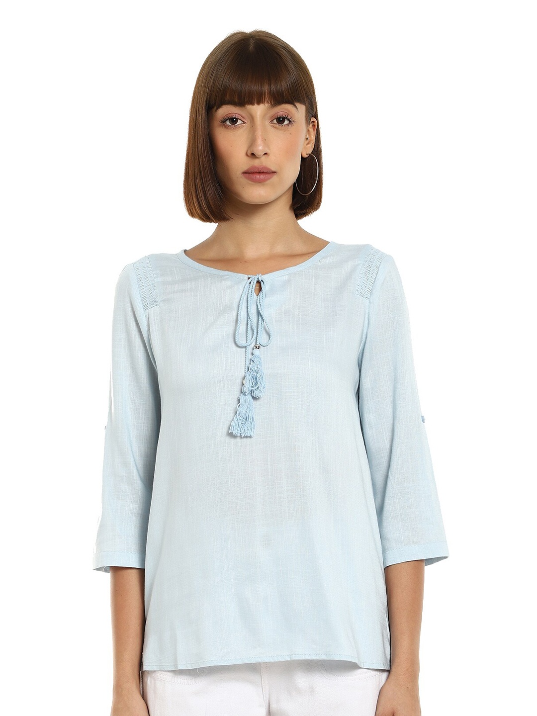 

Cherokee Blue Tie-Up Neck Regular Top