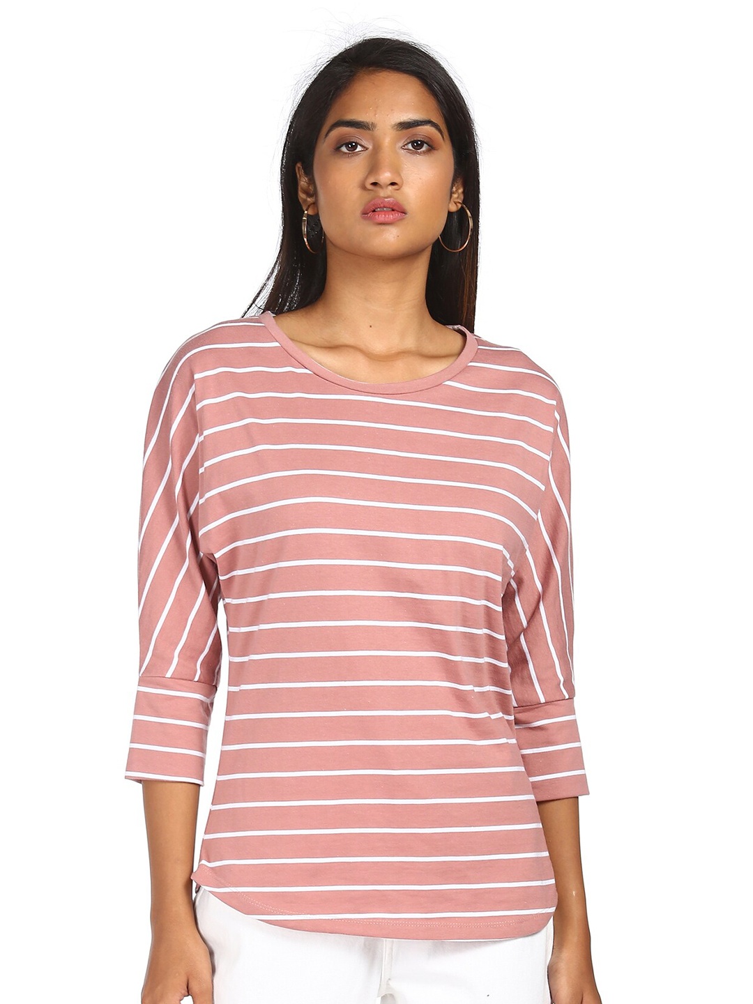 

Cherokee Woman Pink Striped Regular Top