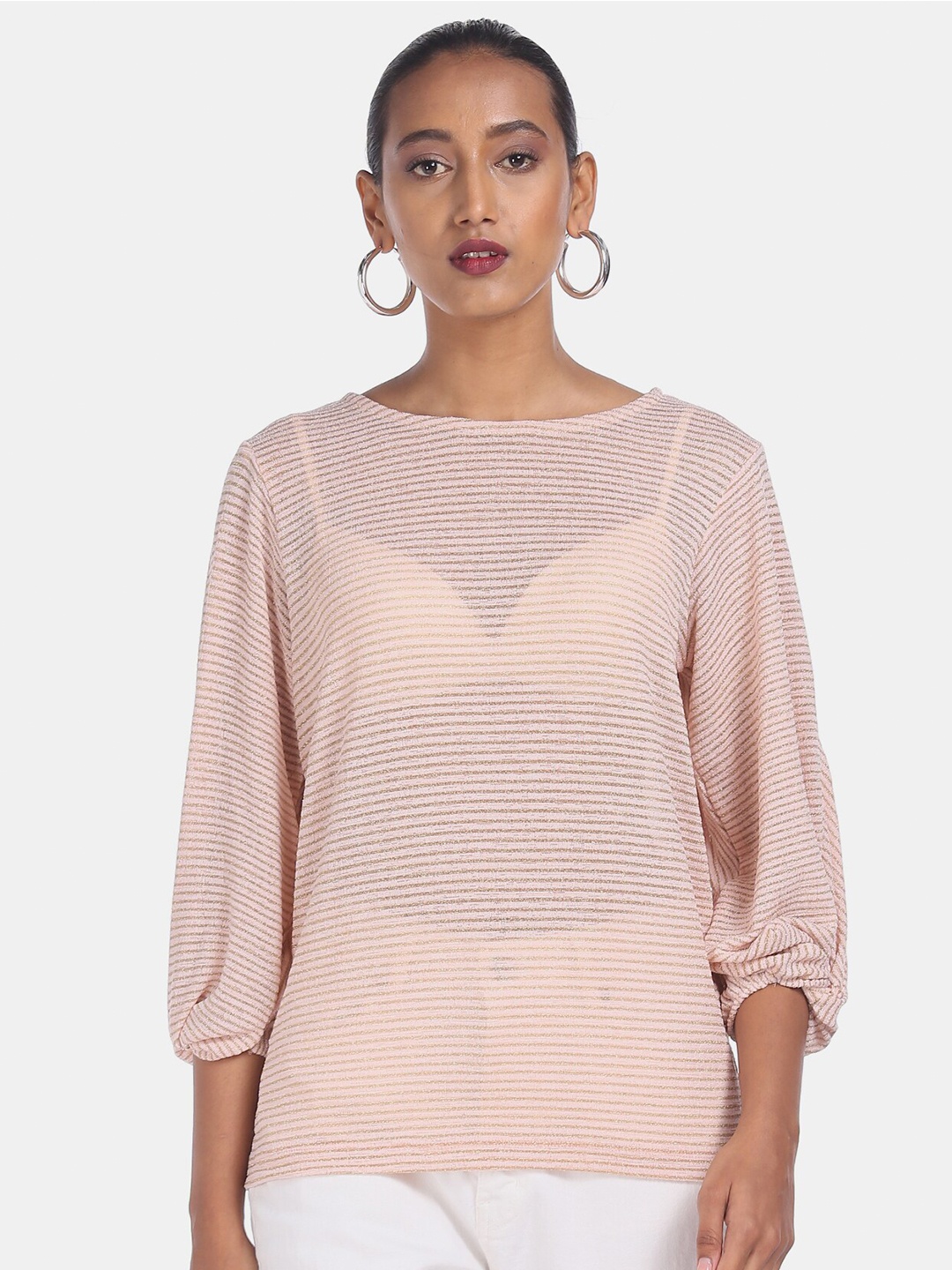 

Cherokee Pink Striped Regular Top