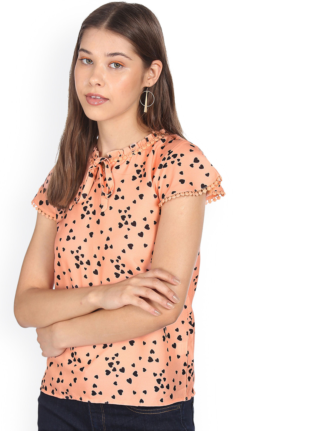 

Sugr Pink Short Sleeve Printed Top
