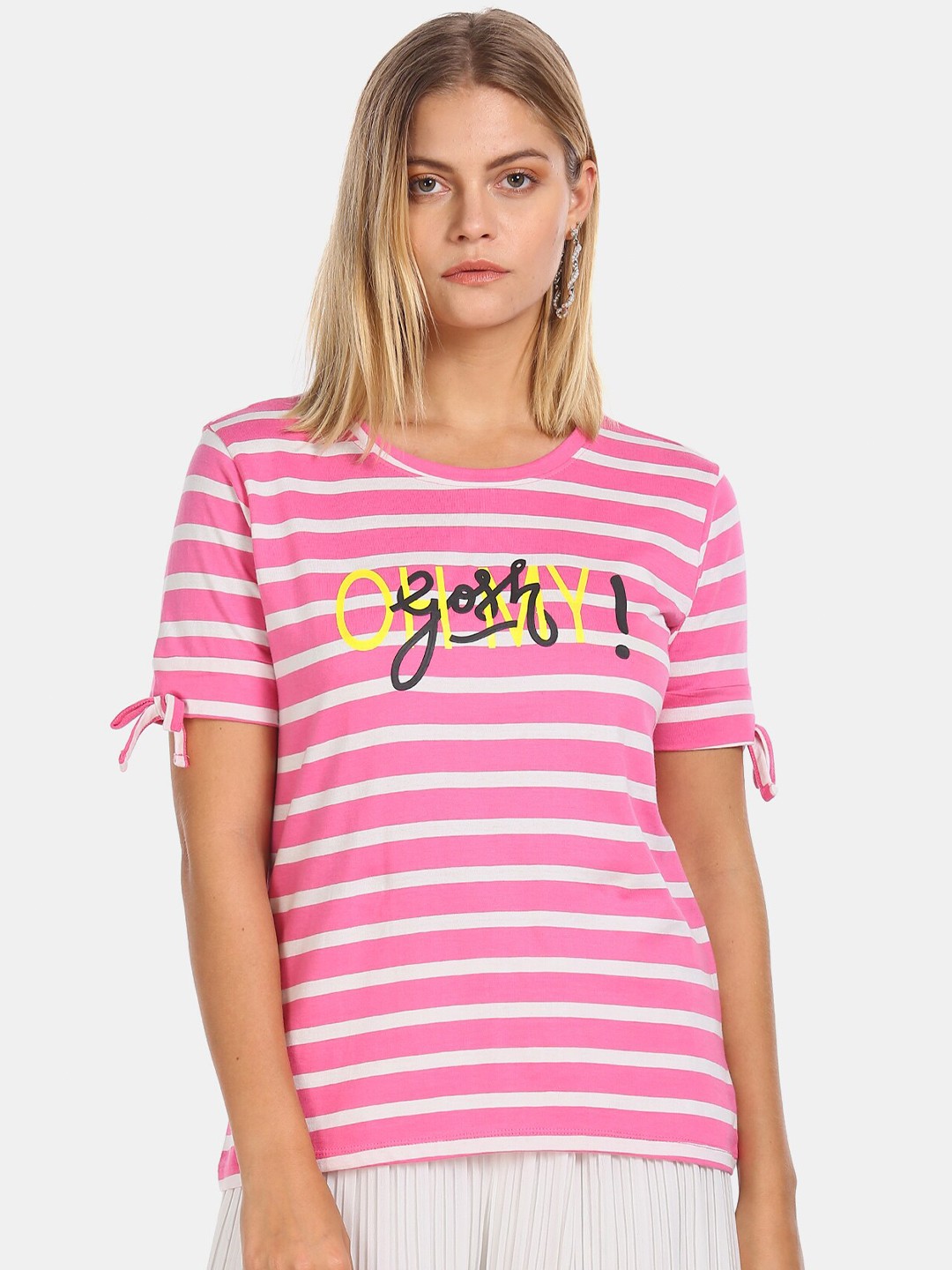 

Sugr Pink & White Striped Regular Top