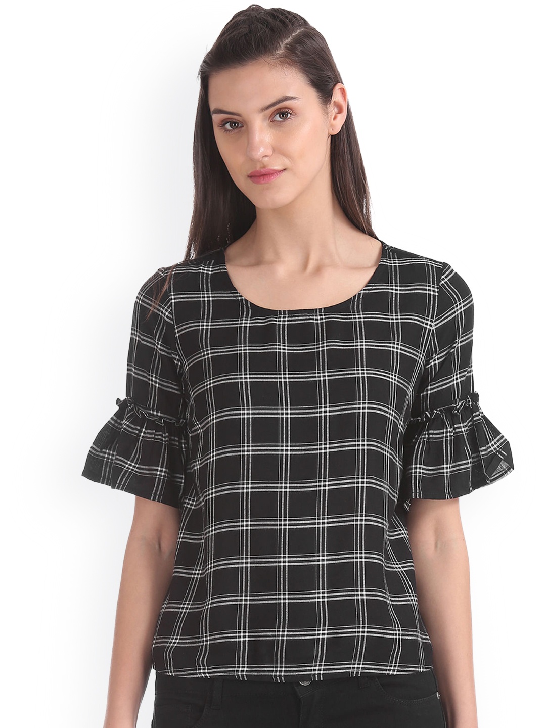 

Sugr Black & White Checked Boxy Top