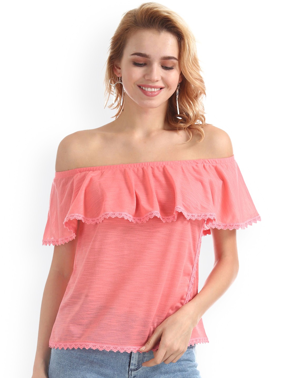 

Sugr Pink Off-Shoulder Bardot Top