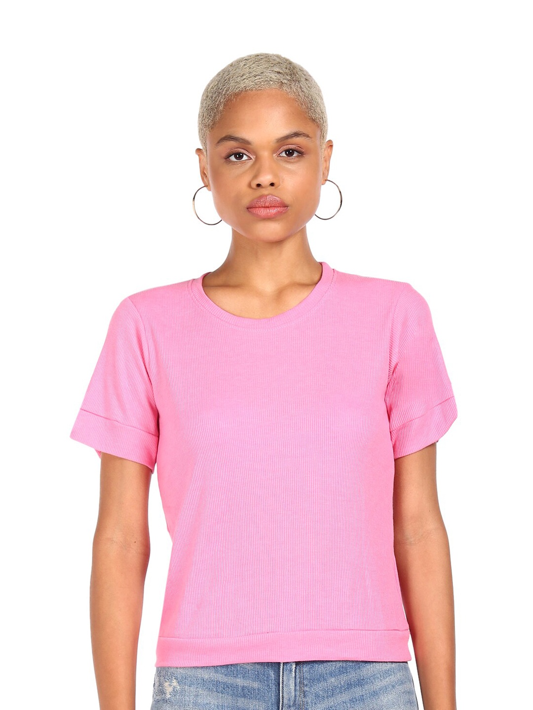 

Sugr Pink Solid Regular Top