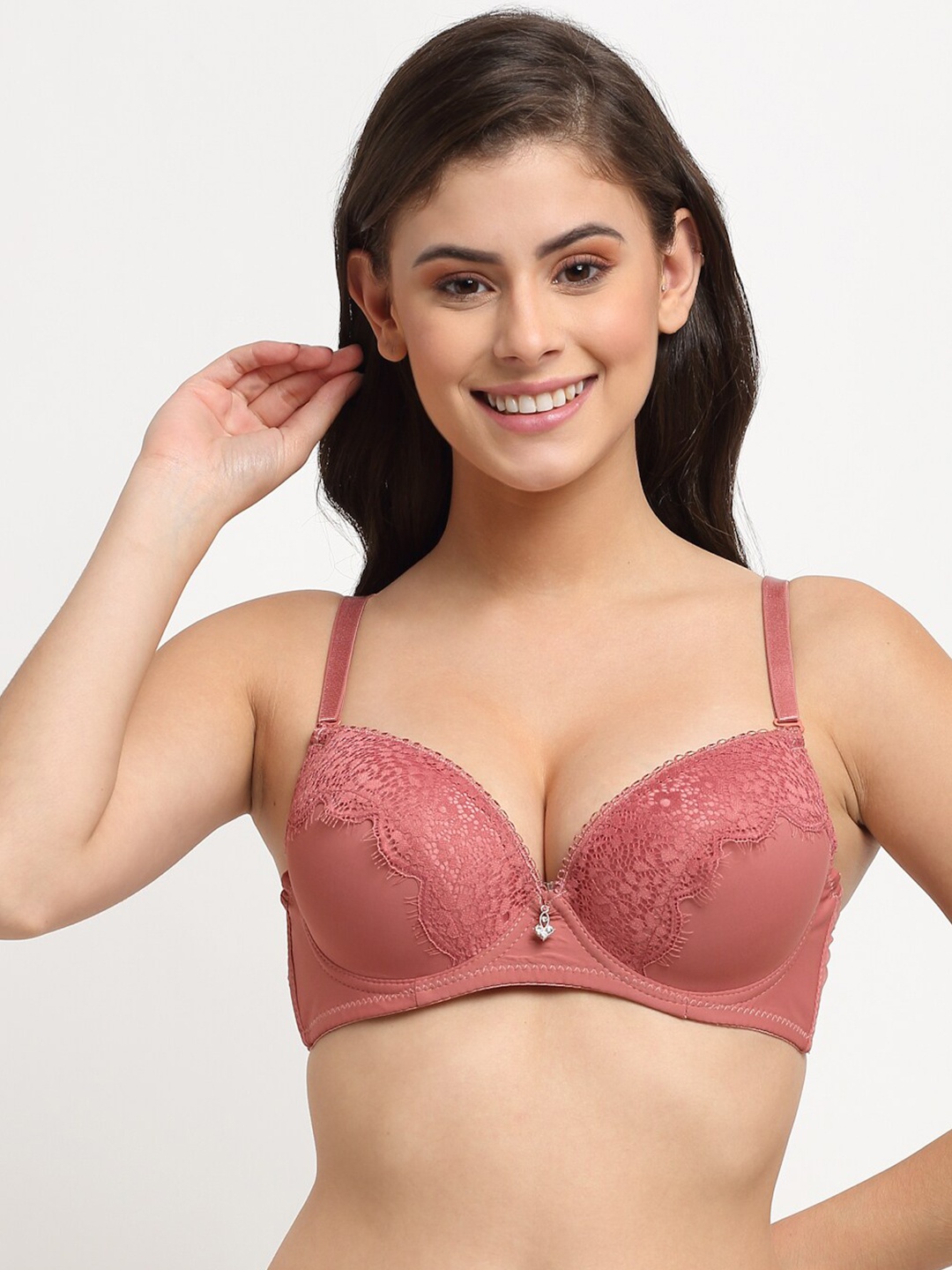 

MAKCLAN Coral Floral Underwired Lightly Padded Plunge Bra