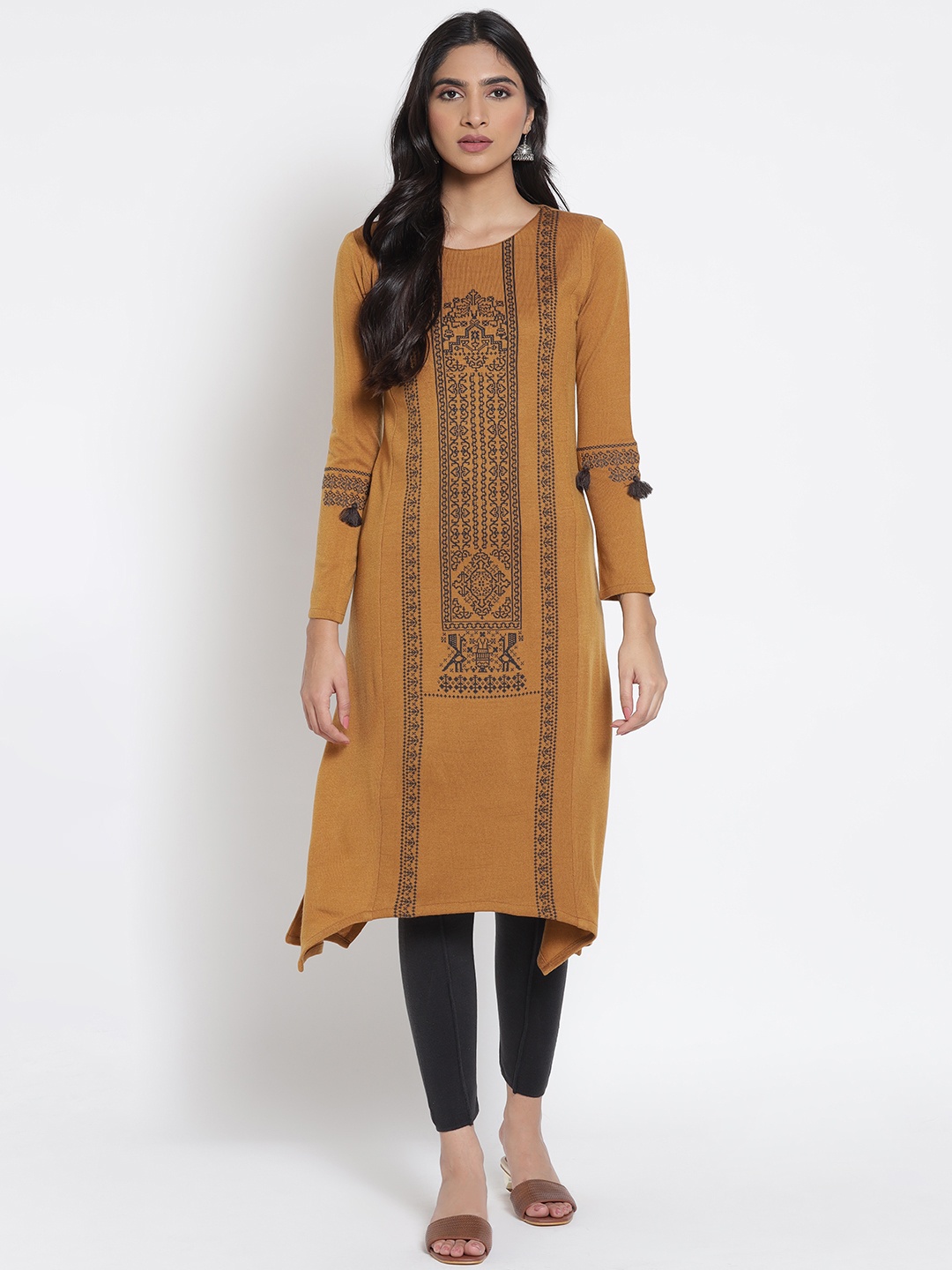 

W Women Yellow & Black Ethnic Motifs Acrylic Kurta