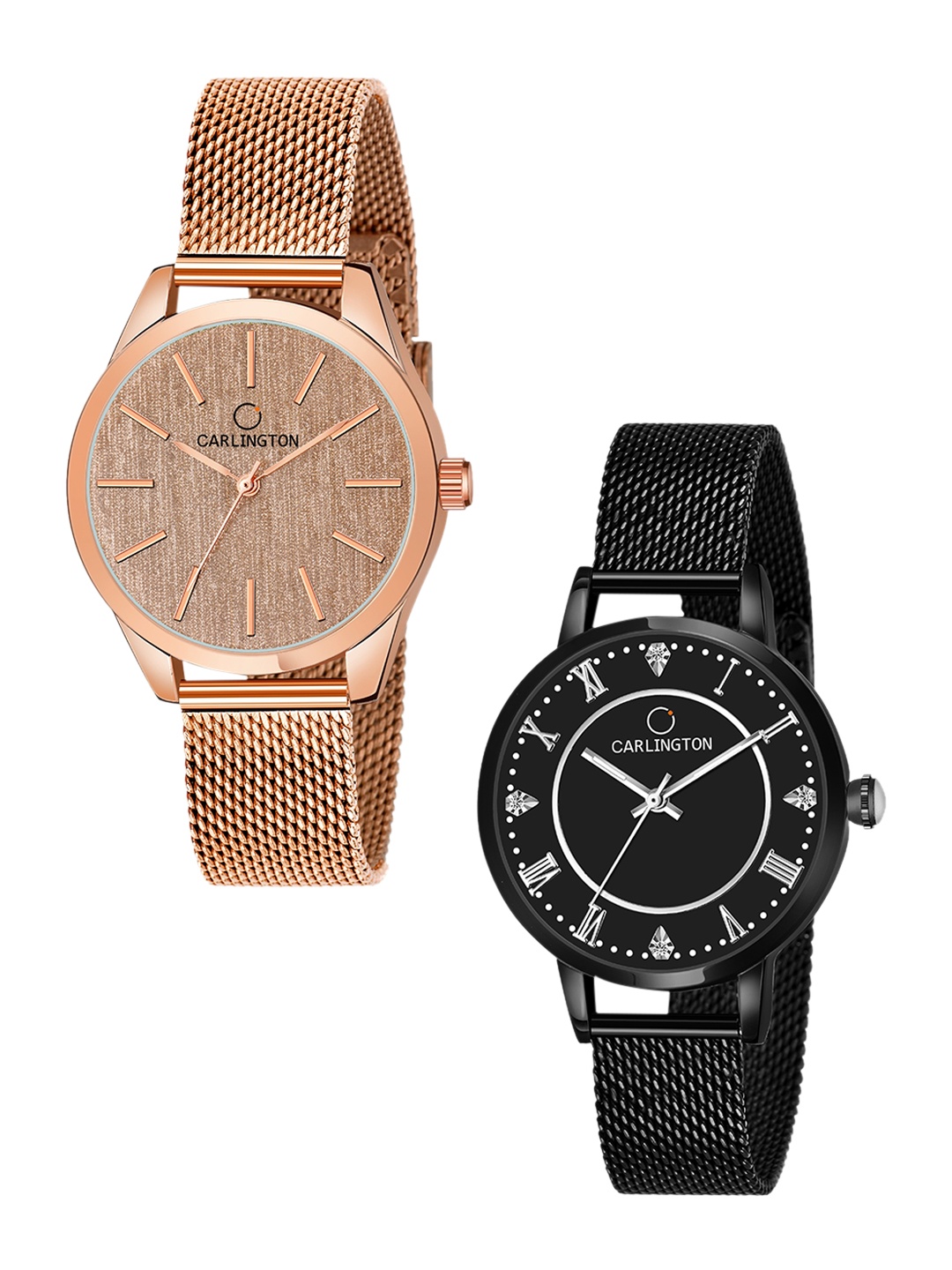 

CARLINGTON Women Set Of 2 Analogue Watch CT2001 CT2013, Multi