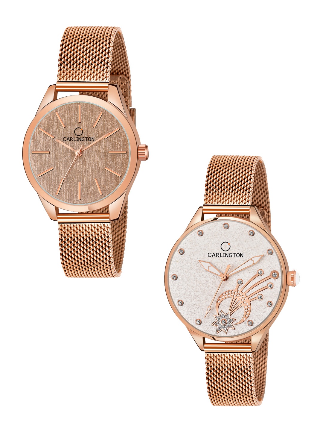 

CARLINGTON Women Set Of 2 Watches CT2001-CT2020, Rose gold