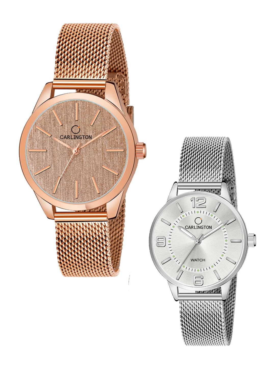 

CARLINGTON Women Set Of 2 Watches CT2001 RoseGold-CT2002 Silver, Rose gold