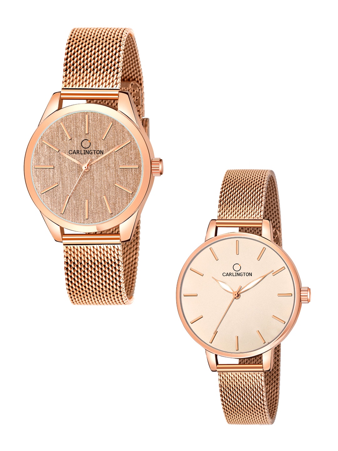 

CARLINGTON Women Pack Of 2 Analogue Watch CT2001 RoseGold-CT2014 RoseGold, Rose gold