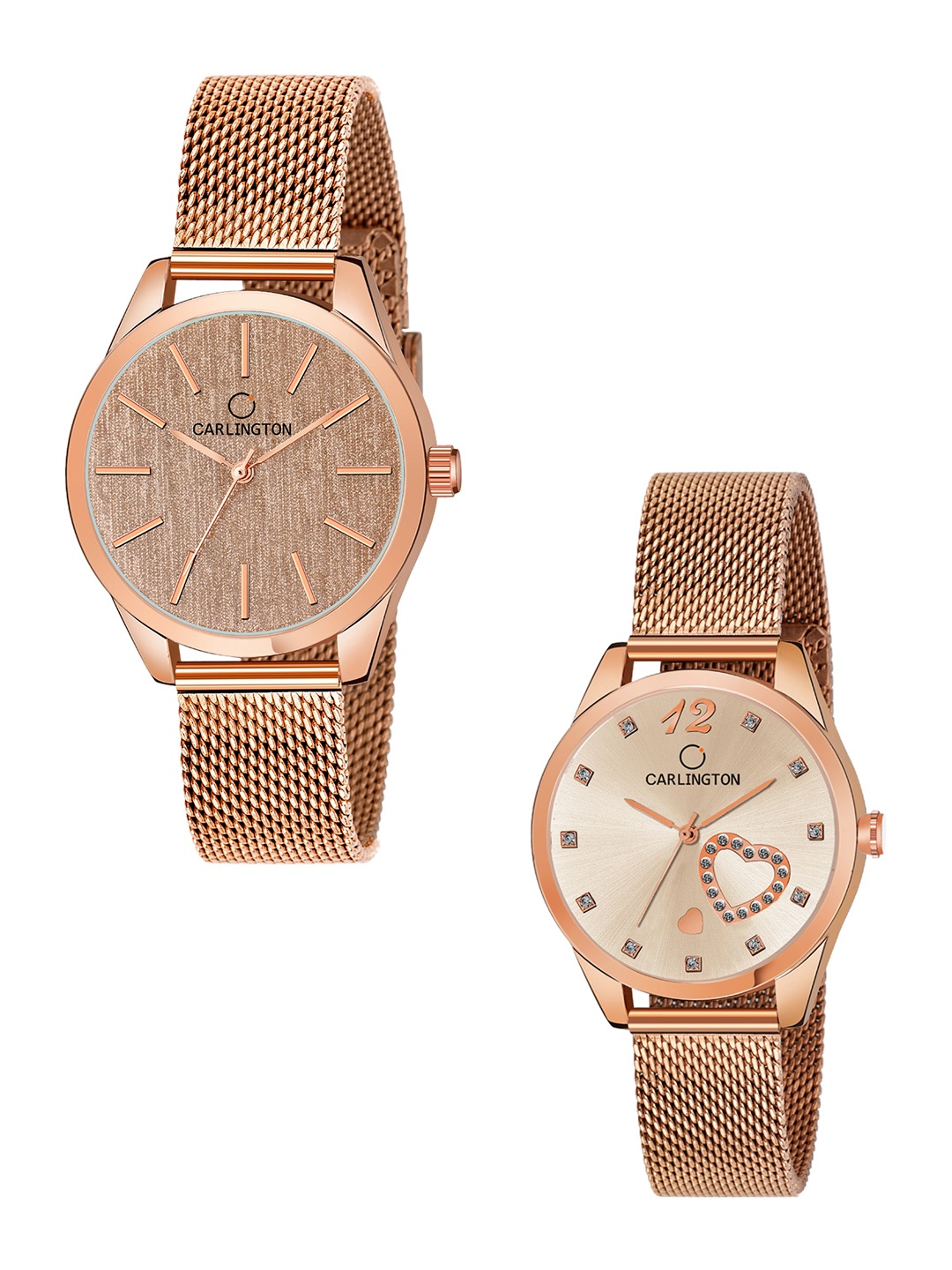 

CARLINGTON Women Set Of 2 Watches CT2001-CT2006, Rose gold