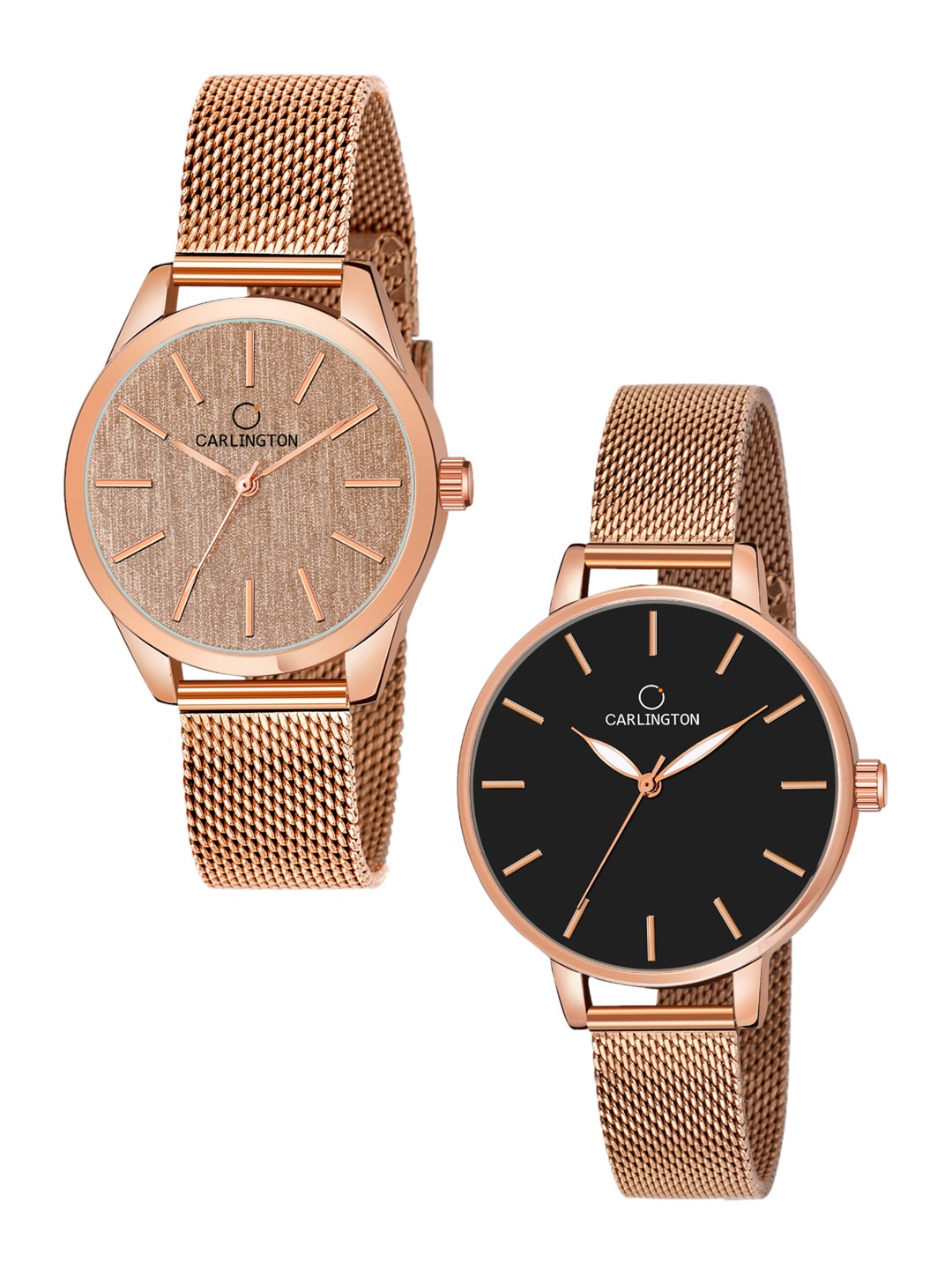 

CARLINGTON Women Set of 2 Rose Gold Analogue Watches CT2001