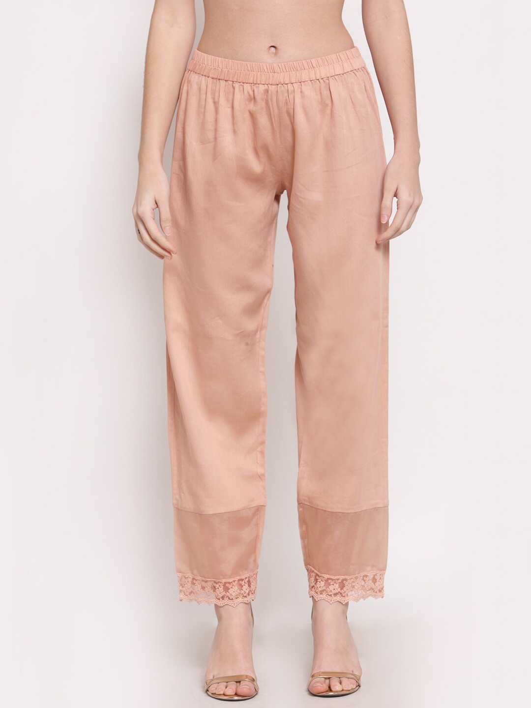 

DART STUDIO Women Peach-Coloured Satin Ethnic Palazzos