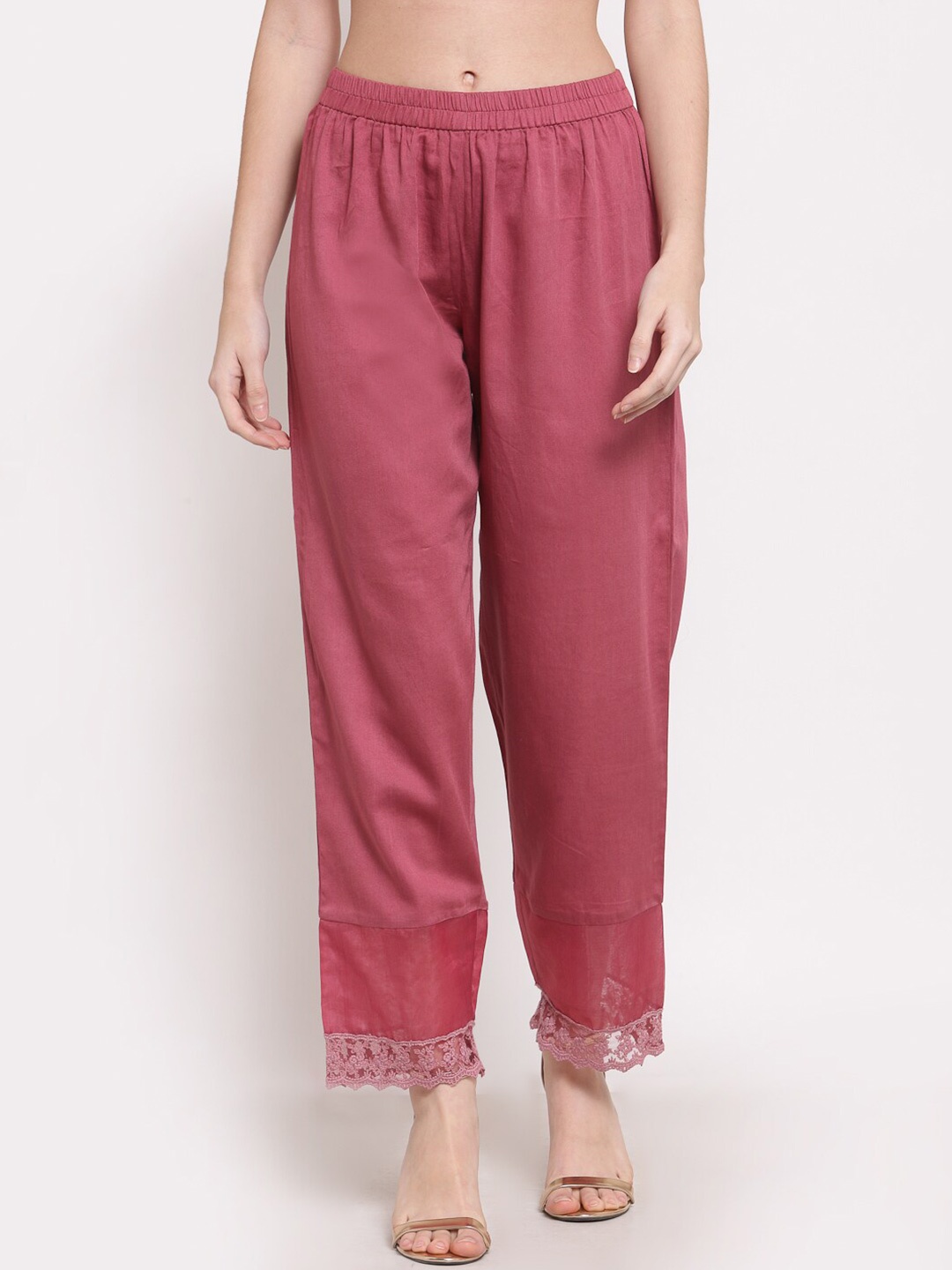 

DART STUDIO Women Pink Satin Ethnic Palazzos