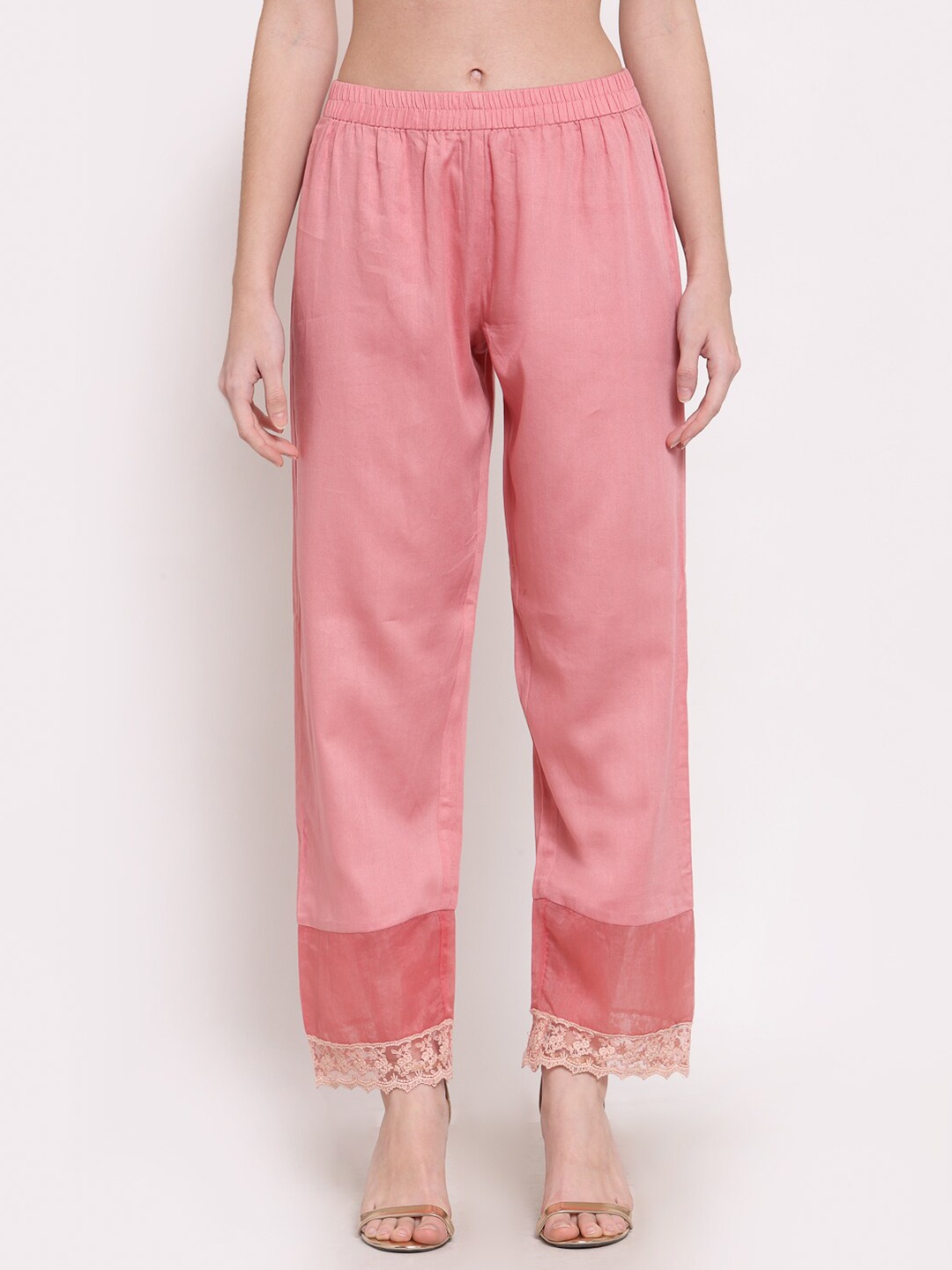 

DART STUDIO Women Peach-Coloured Satin Ethnic Palazzos