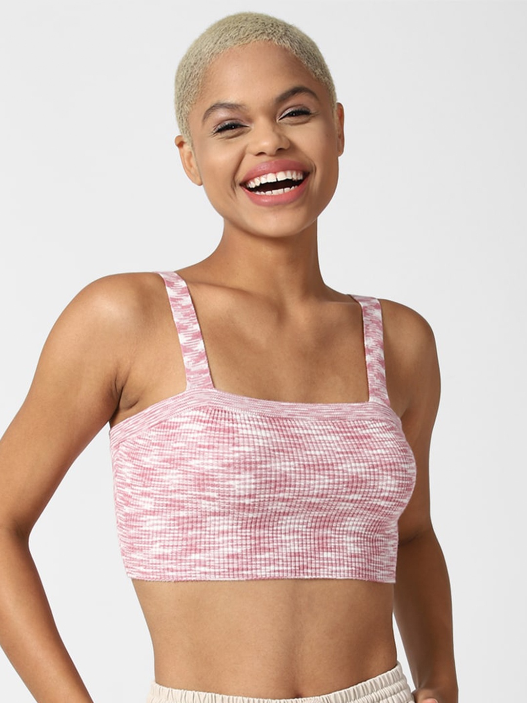 

FOREVER 21 Women Pink Cropped Cami Sweater