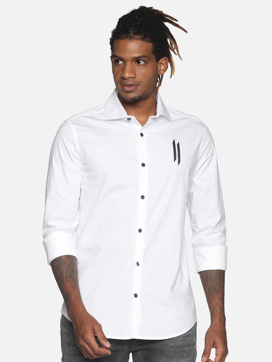 

ATTIITUDE Men White Slim Fit Opaque Casual Shirt