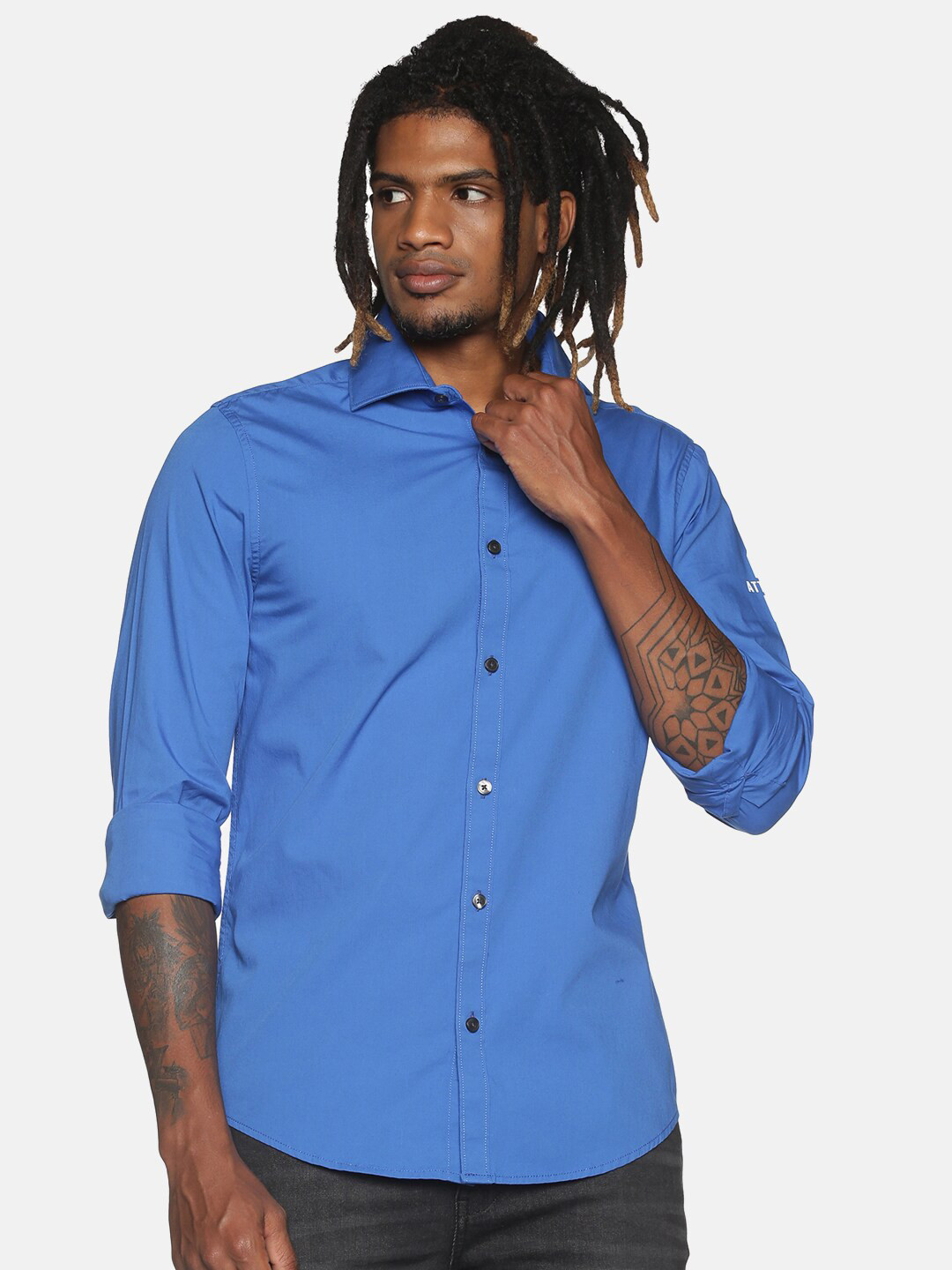 

ATTIITUDE Men Blue Slim Fit Opaque Casual Shirt
