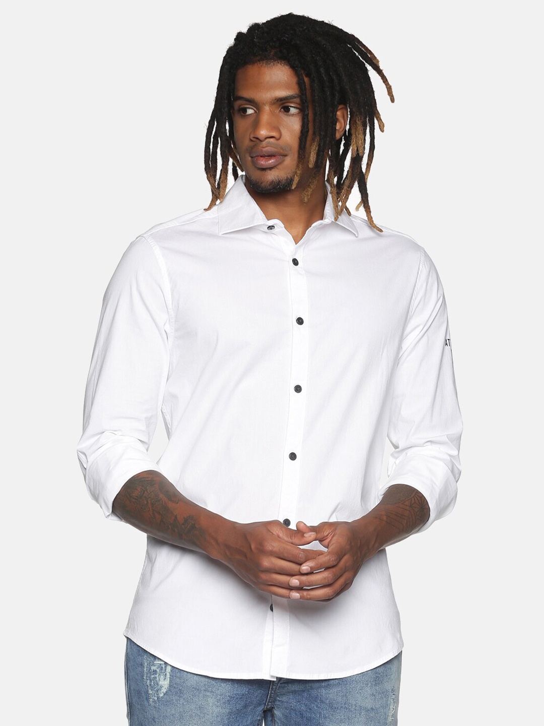 

ATTIITUDE Men White Slim Fit Opaque Casual Shirt