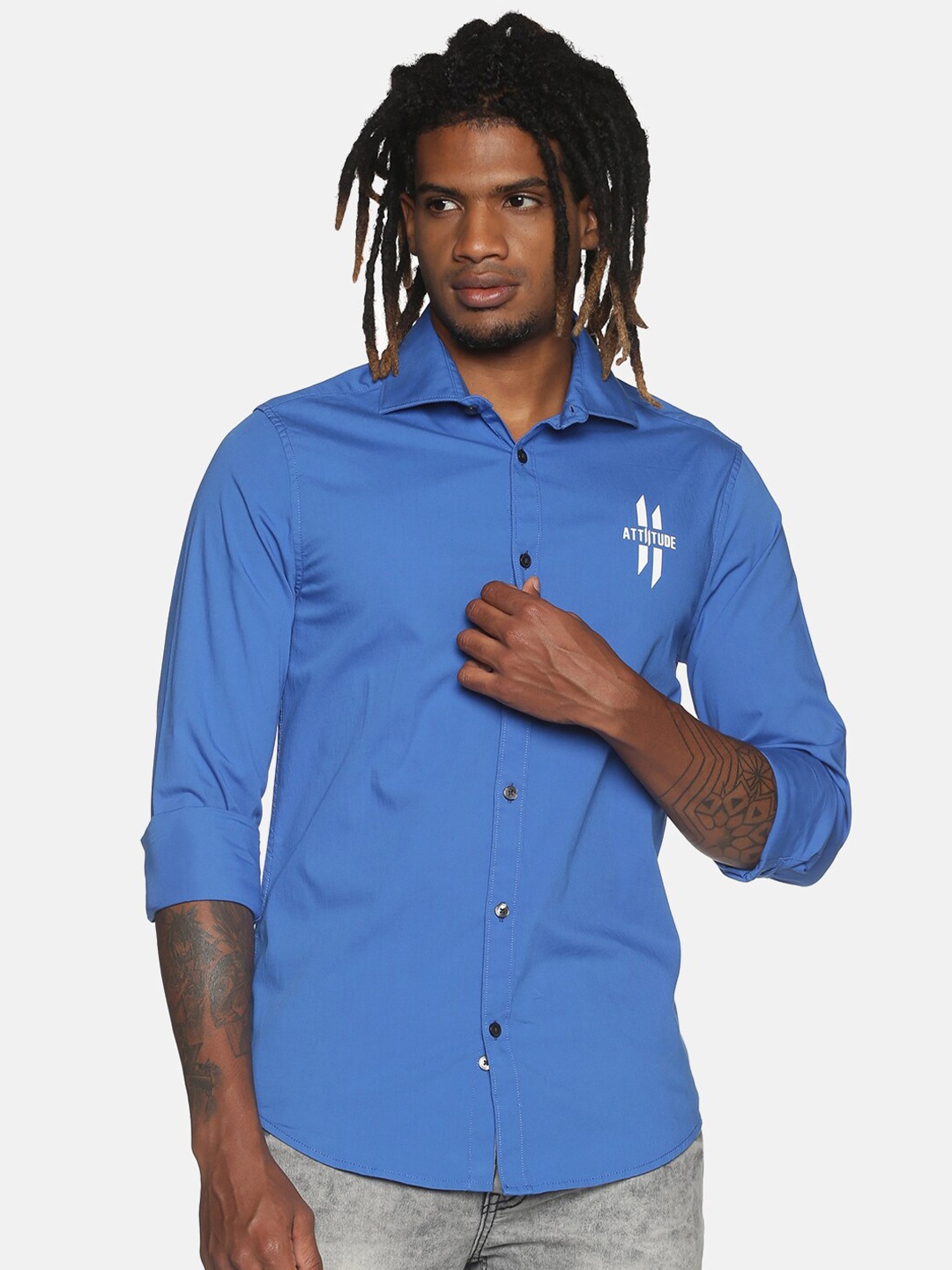 

ATTIITUDE Men Blue Slim Fit Opaque Casual Shirt