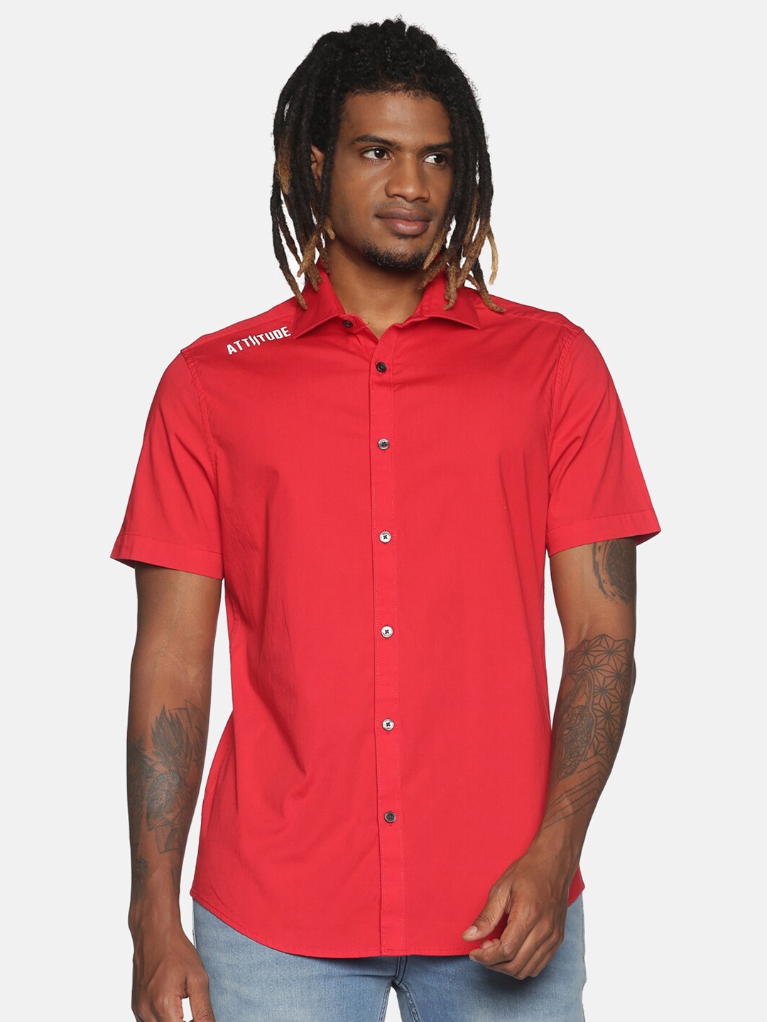 

ATTIITUDE Men Red Slim Fit Opaque Casual Shirt