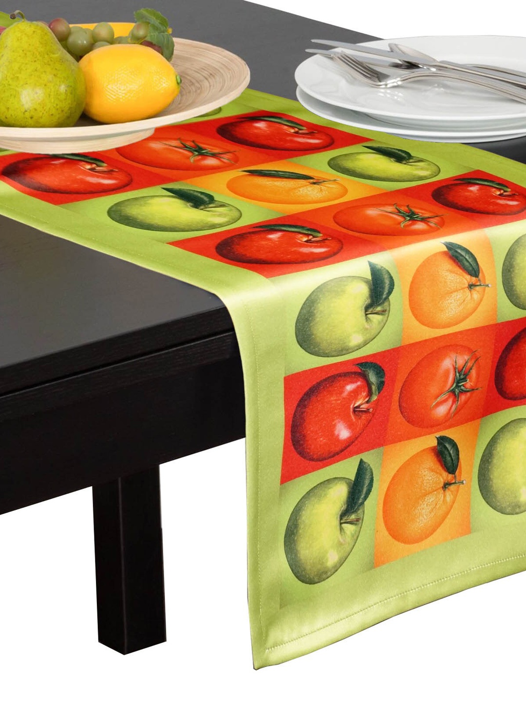 

Lushomes Green & Orange Digital Printed Table Runner