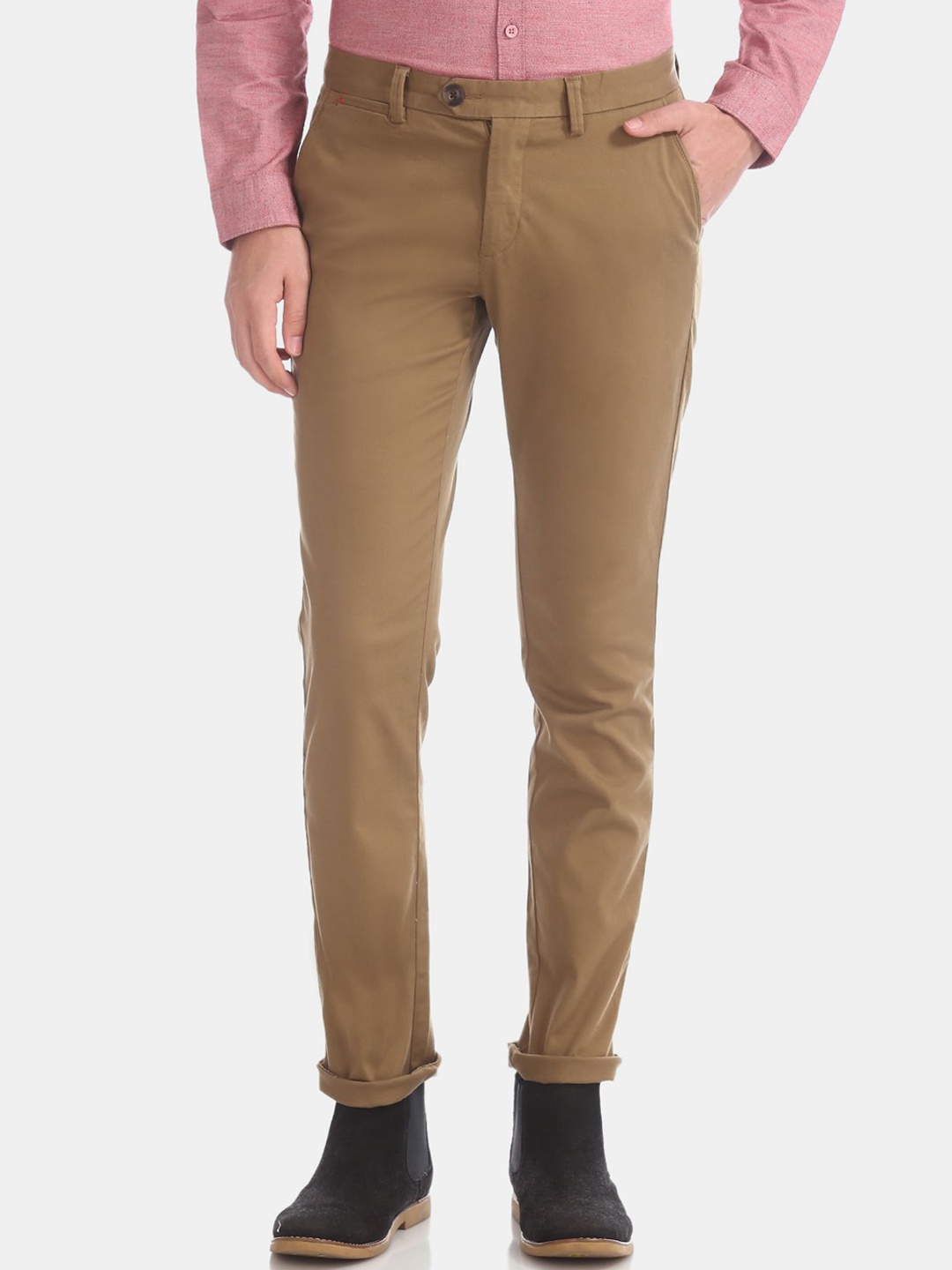 

Ruggers Men Brown Tapered Fit Cotton Trousers
