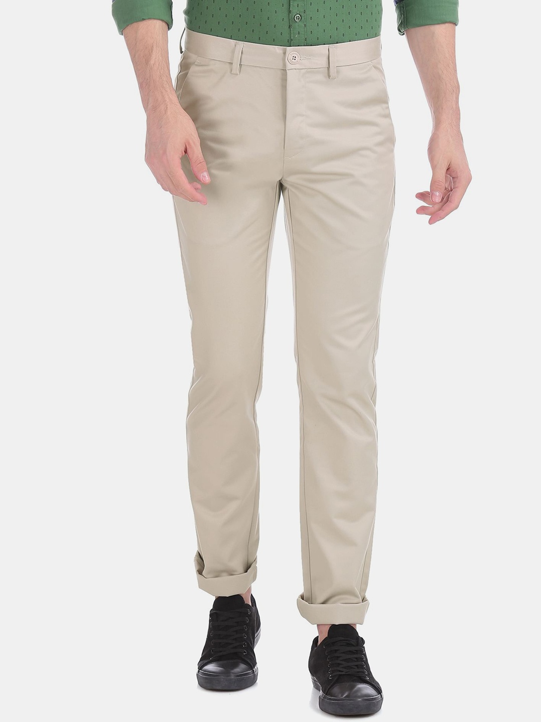 

Ruggers Men Beige Slim Fit Trousers