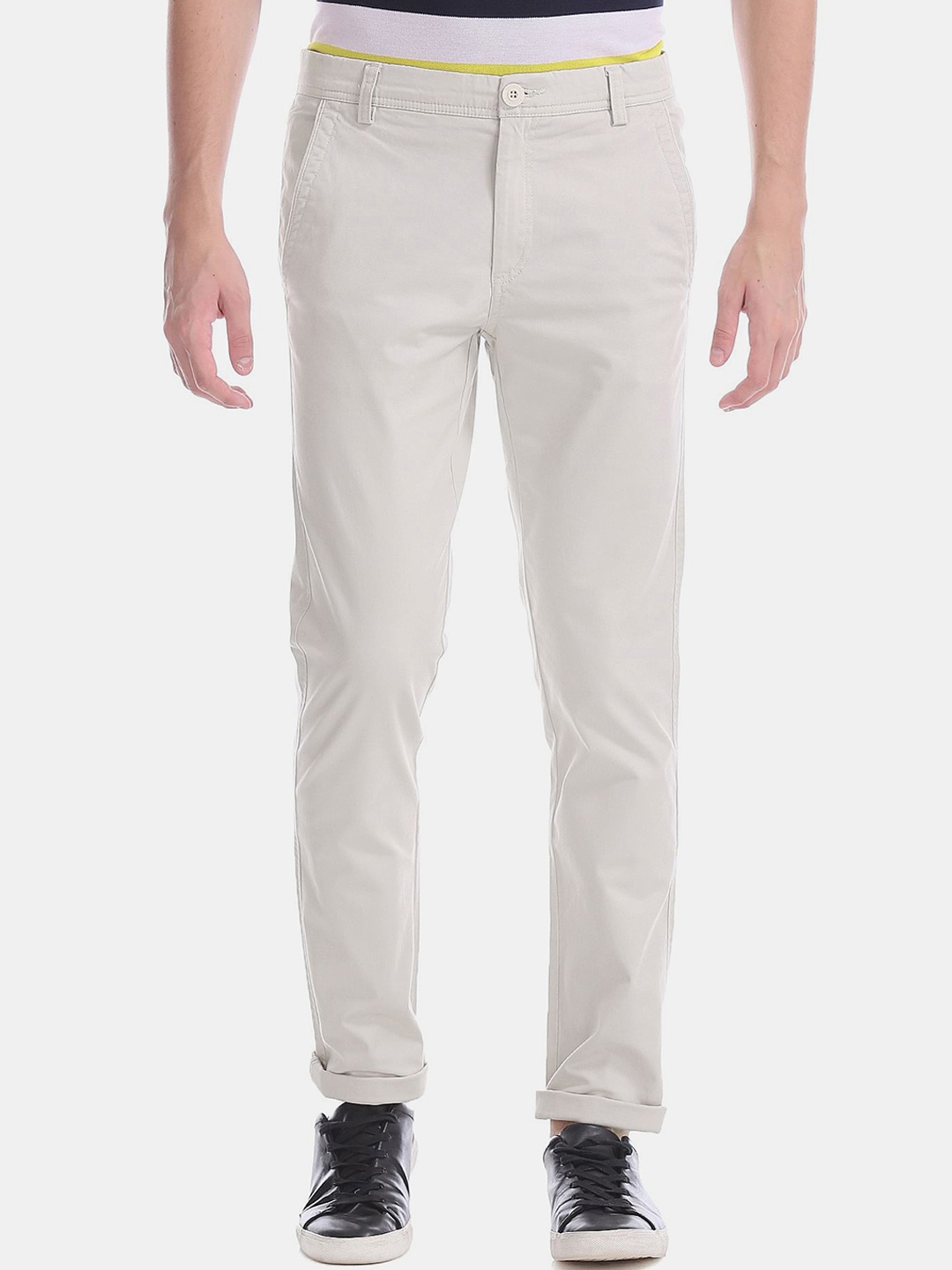 

Ruggers Men White Slim Fit Cotton Trousers