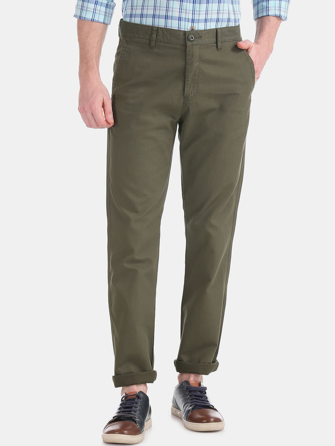 

Ruggers Men Green Slim Fit Cotton Trousers