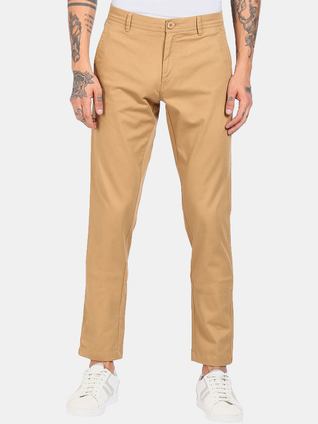 

Ruggers Men Beige Cotton Chinos