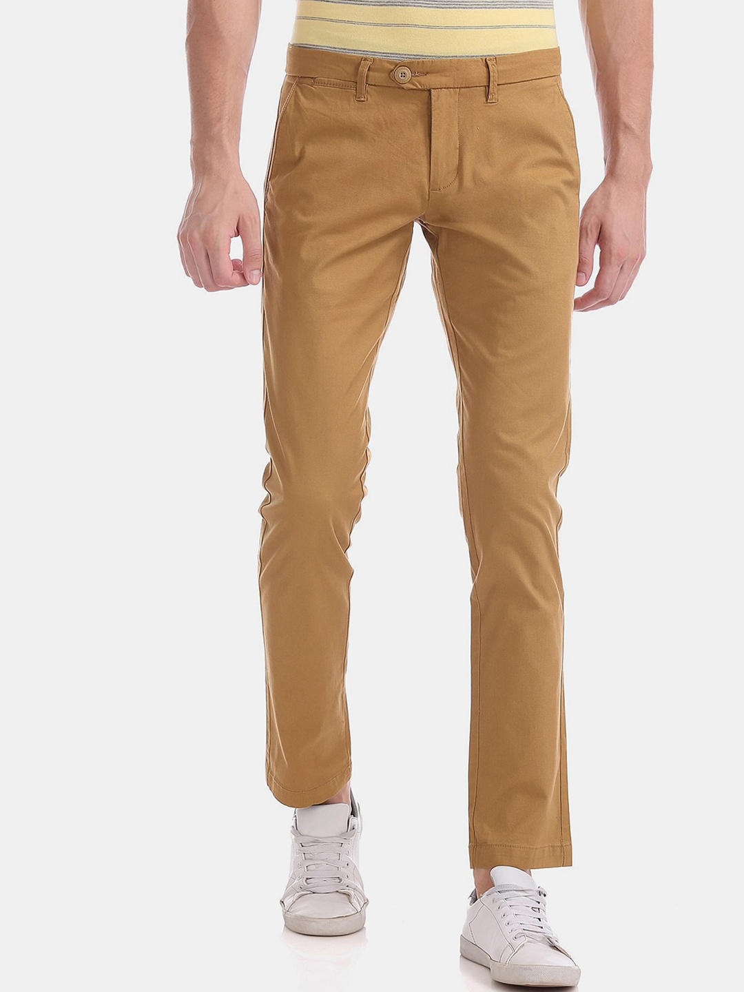 

Ruggers Men Brown Tapered Fit Cotton Trousers