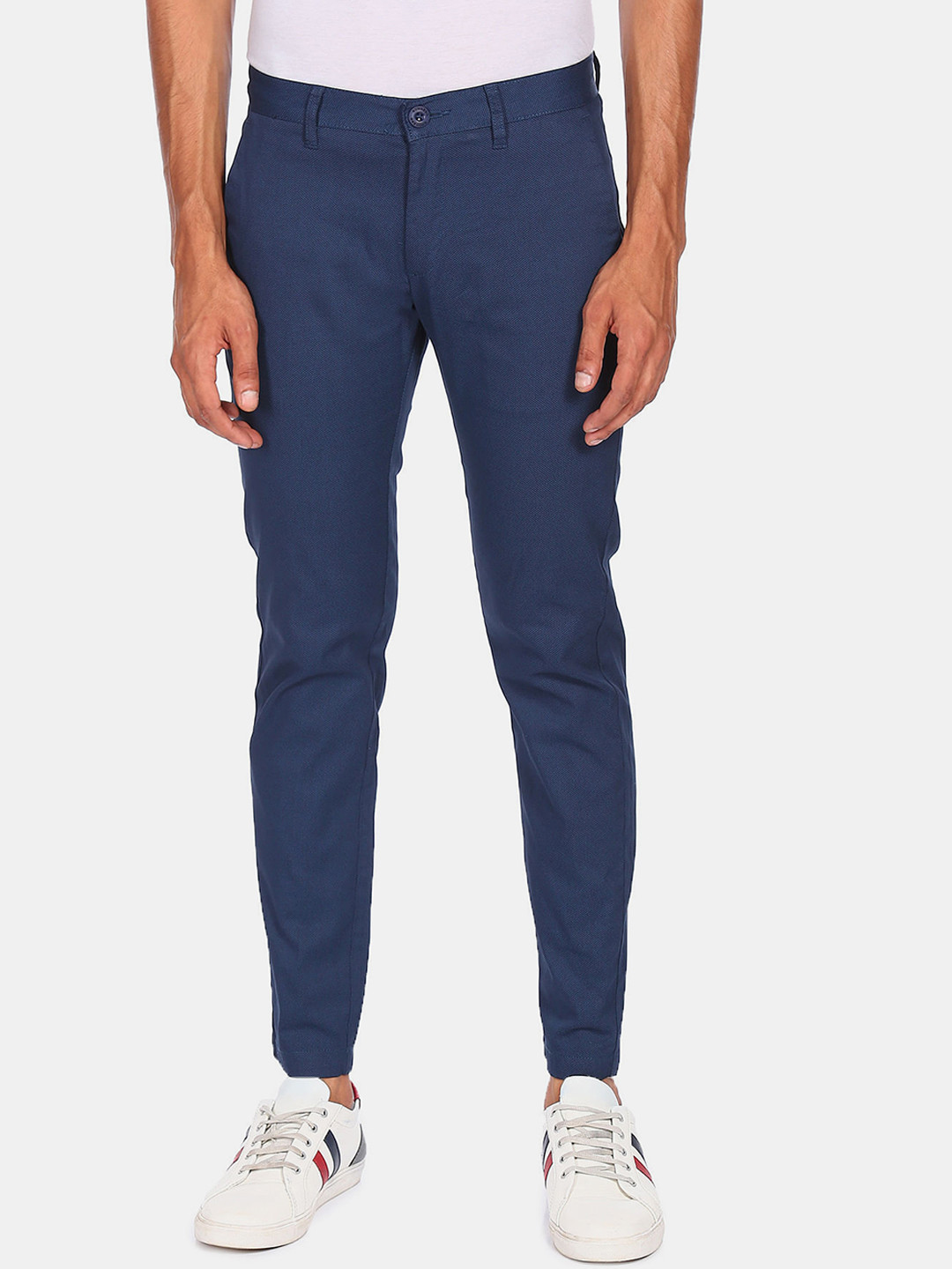 

Ruggers Men Blue Printed Cotton Trousers