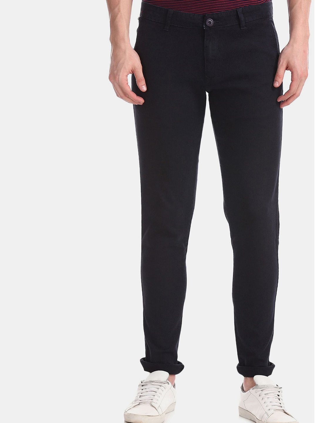 

Ruggers Men Navy Blue Slim Fit Cotton Chinos