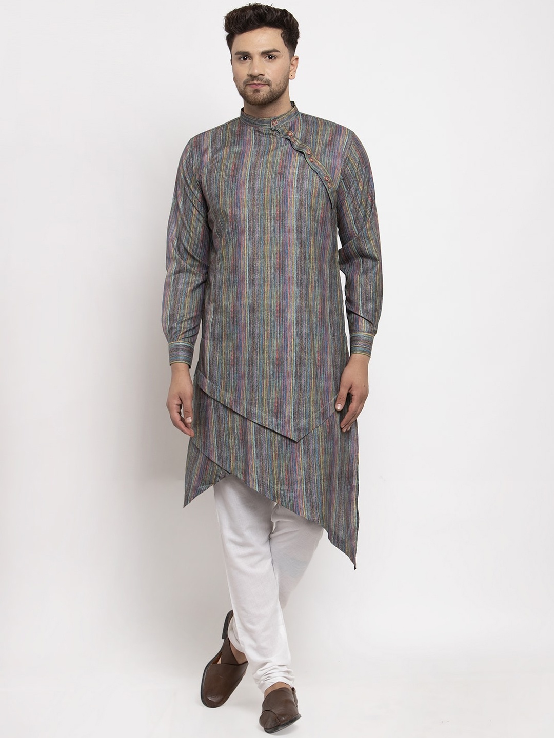 

KLOTTHE Men Grey Asymmetric Kurta