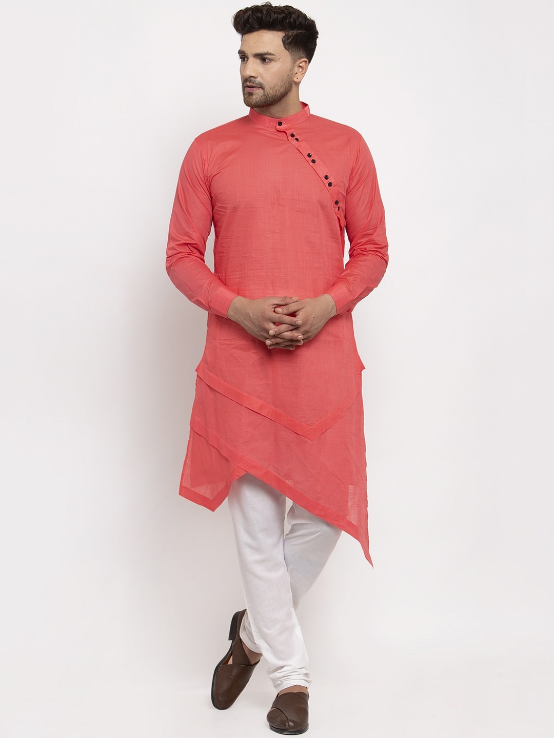 

KLOTTHE Men Red Asymmetric Cotton Kurta