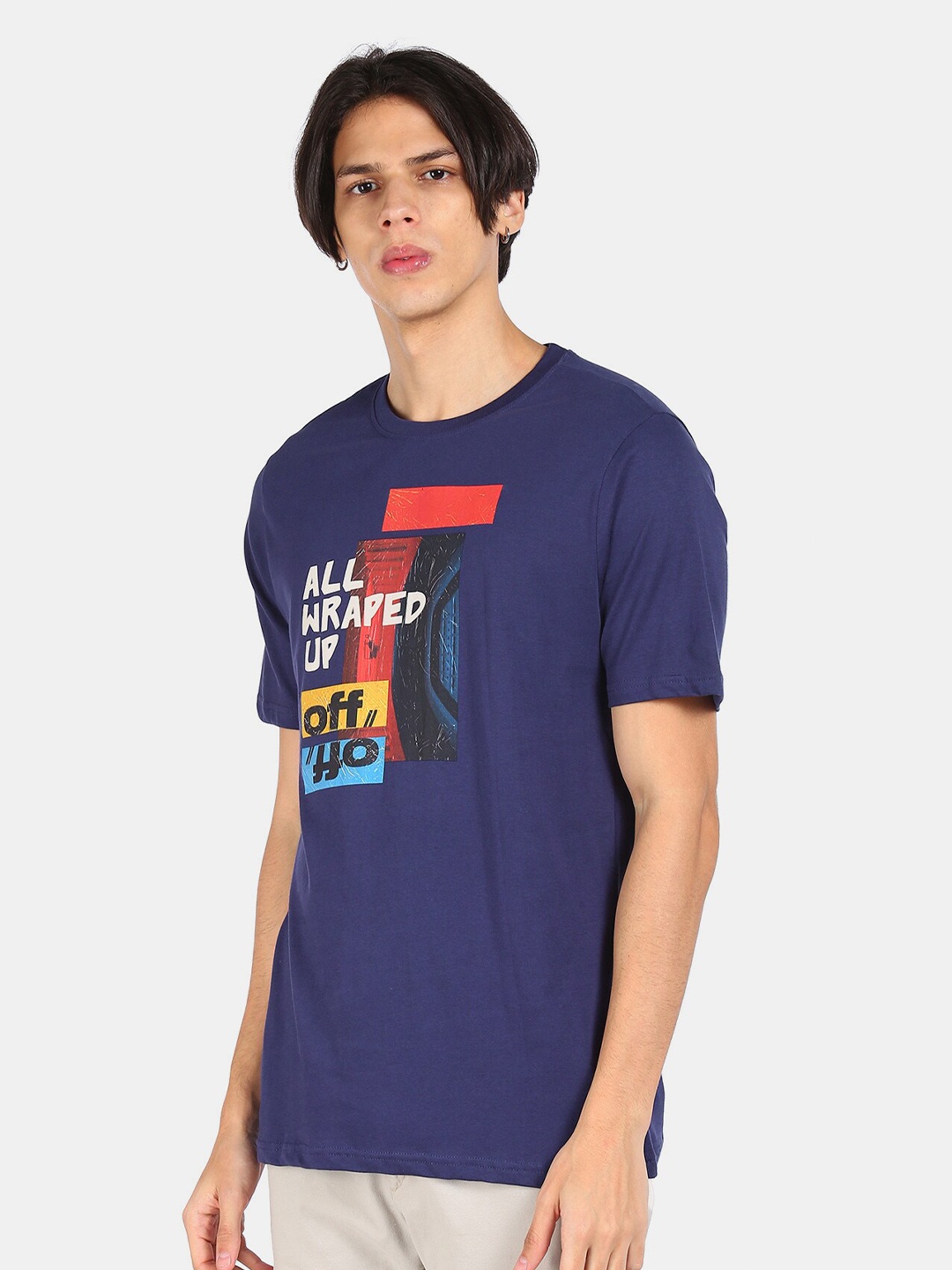 

Colt Men Blue Typography Printed Cotton T-shirt