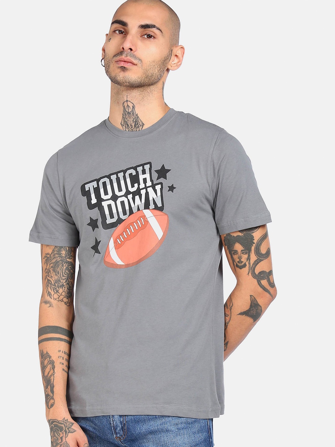 

Colt Men Grey Typography Printed T-shirt