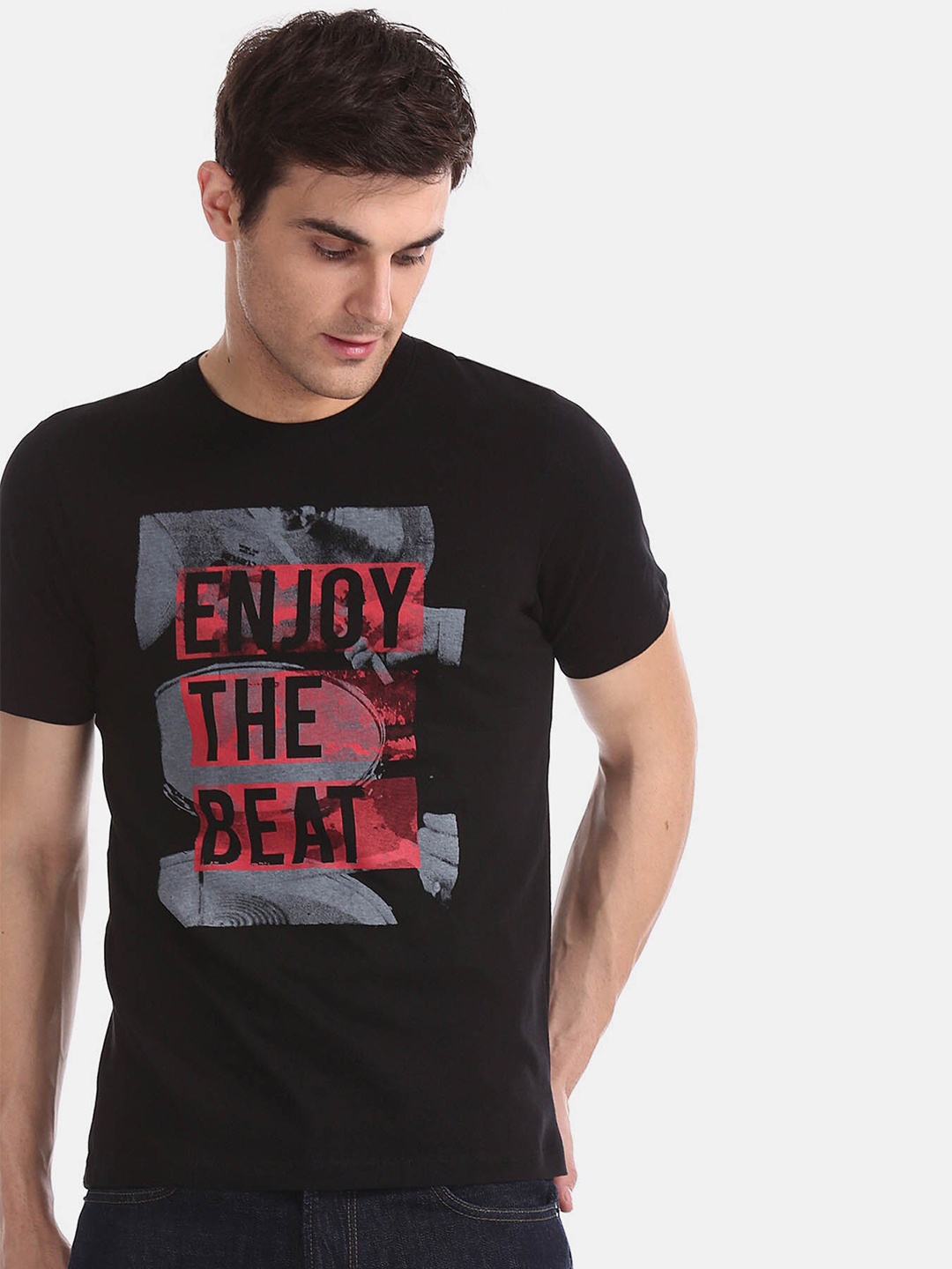 

Colt Men Black & Red Typography Printed Cotton T-shirt
