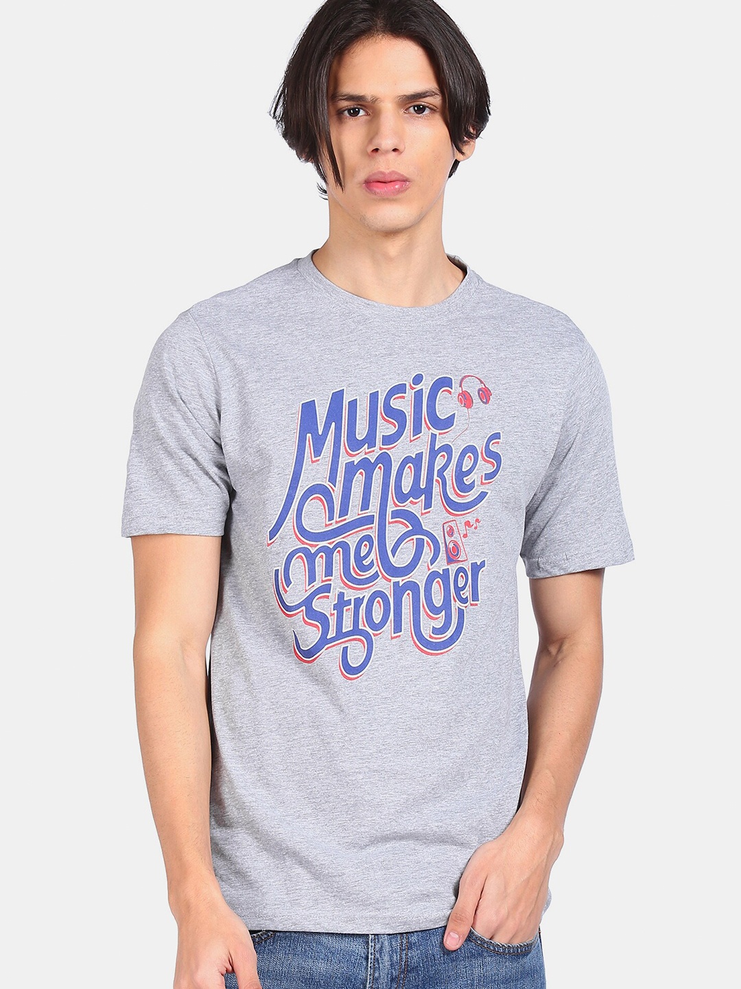 

Colt Men Grey Typography Printed T-shirt